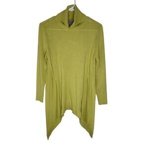 Chicos Women Sweater size 0/xsma Yellow Rayon Blend Long Sleeve Asymmetric Tunic